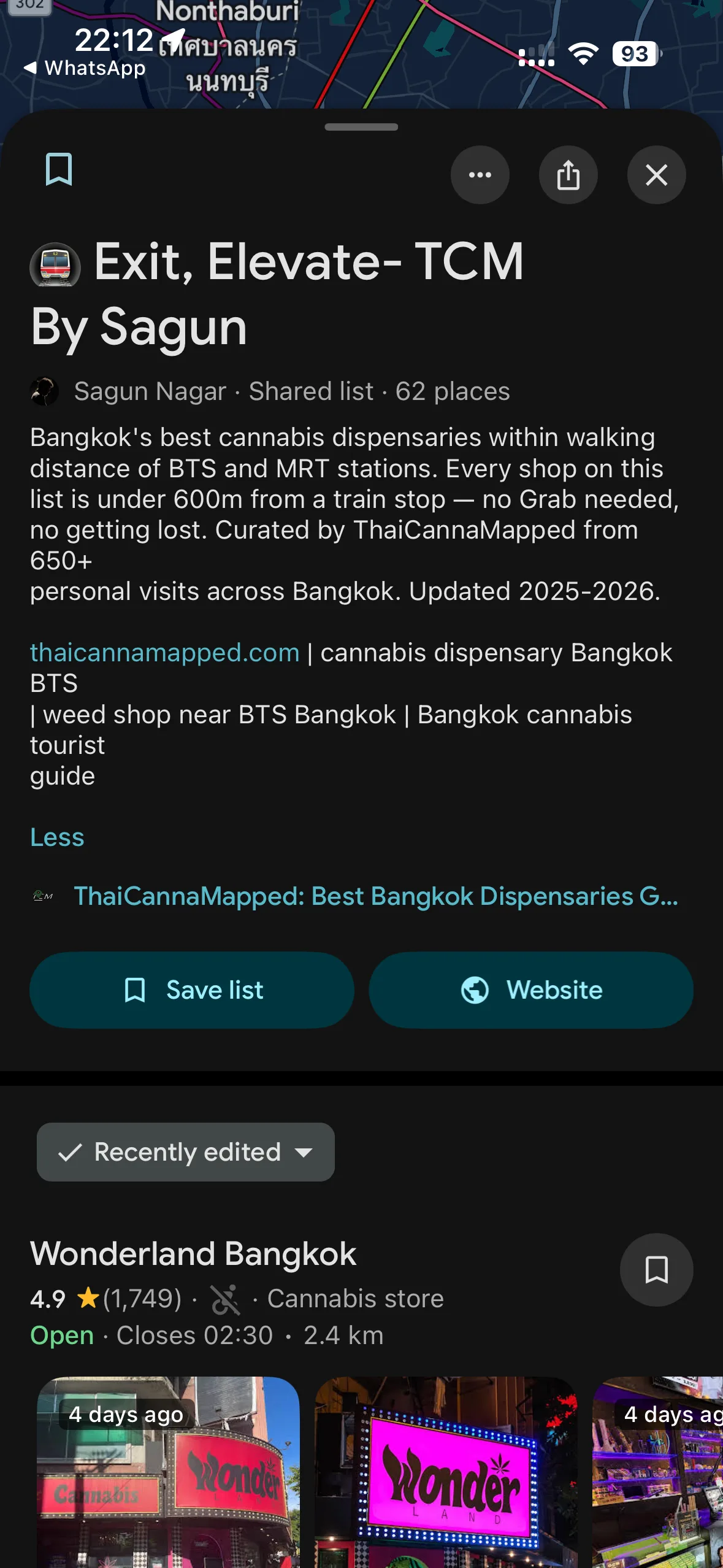 Exit Elevate Bangkok dispensaries near BTS MRT stations Google Maps list